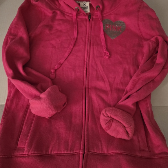 PINK Victoria's Secret Pink  Hoodie with Silver Heart - Picture 1 of 3